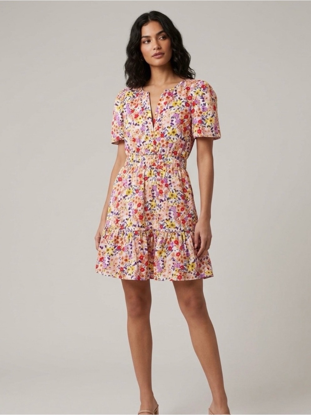 KAII Los Angeles Tiered Mini Floral Dress